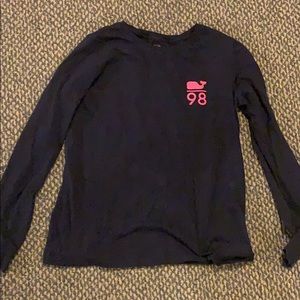 Navy Blue with Pink Long sleeve Shirt